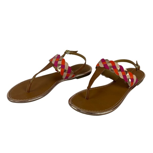 American Eagle Brown with Multicolor Band Strap Thong Sandals - Size:8 - Picture 4 of 8